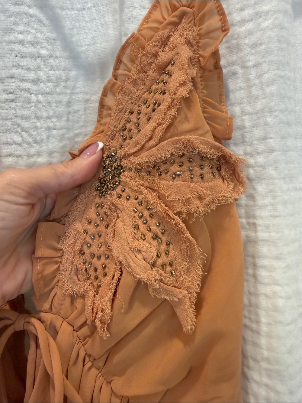 Free People Harlow Embellished Maxi Top High Low Dress - Orange - Size XL - Picture 7 of 13
